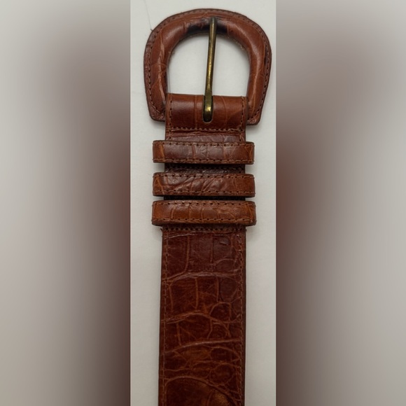 Ciprian Italian Brown Crocodile-Embossed Calfskin Leather Belt - Picture 5 of 15